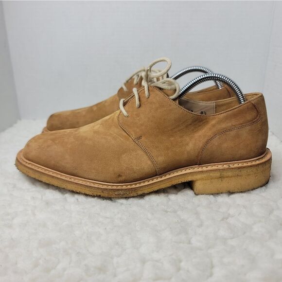 Façonnable Mens Derby Comfort Casual Shoes Size 8.5 Tan Nubuck Suede Crepe Sole - Picture 3 of 10